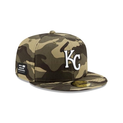 Green Kansas City Royals Hat - New Era MLB Armed Forces Weekend 59FIFTY Fitted Caps USA6250439